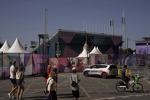 Paris 2024 Paralympic Games: A police car on the Place de la Concorde ahead of the Paralympic Games
